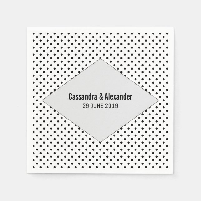Serviettes Jetables Mariage Pois moderne gris (Devant)