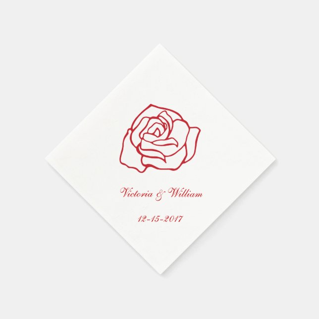 Serviettes Jetables Mariage Rose personnalisé serviettes (Coin)