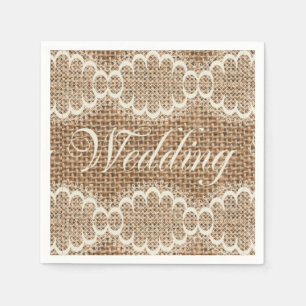 Serviettes Jetables Mariage rustique Burlap Lace