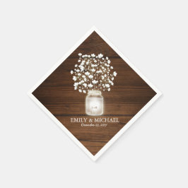 Serviettes Jetables Mariage rustique jarre de mason floral