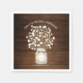 Serviettes Jetables Mariage rustique jarre de mason floral