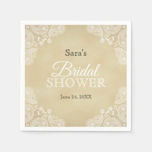 Serviettes Jetables Mariage rustique personnalisé avec motif Paisley d