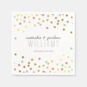 Serviettes Jetables MARIAGE TABLE DÉCOR confetti mignon corail menthe