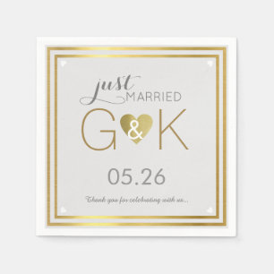 Serviettes Jetables Marié + Monogramme. Accueil de mariage agréable