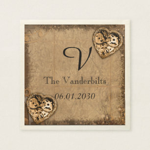 Serviettes Jetables Mariée vintage Steampunk Monogram Mariage Napkin