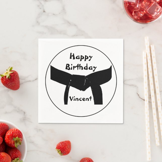 Serviettes Jetables Martial Arts Black Belt fête d'anniversaire (En situation)