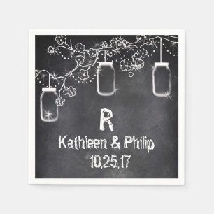 Serviettes Jetables Mason Jar Chalkboard Chalkboard Éclairage Mariage 