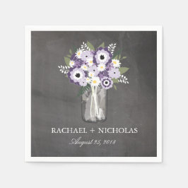 Serviettes Jetables Mason Jar de jardin violet | MARIAGE