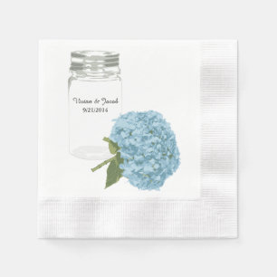 Serviettes Jetables Mason Jar et Hydrangea serviettes de mariage perso