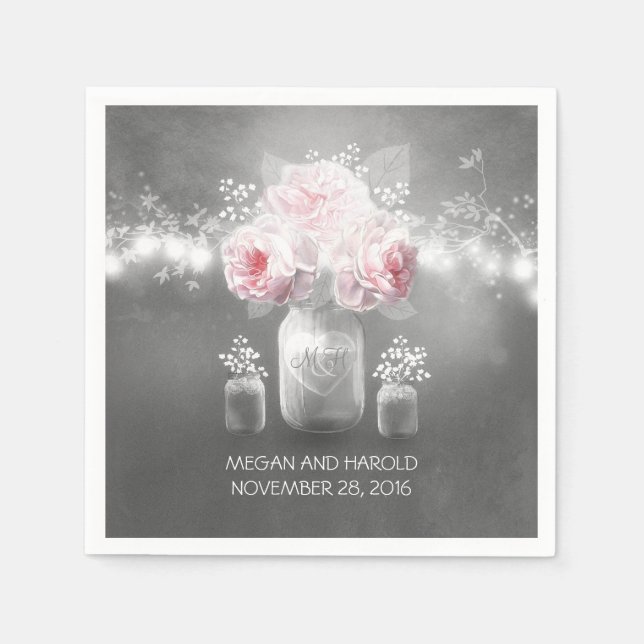 Serviettes Jetables Mason Jar Mariage (Devant)