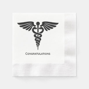 Serviettes Jetables Médicale Insignia Caduceus Félicitations