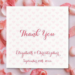 Serviettes Jetables Merci de mariage élégant Papier de coeur rose Napk