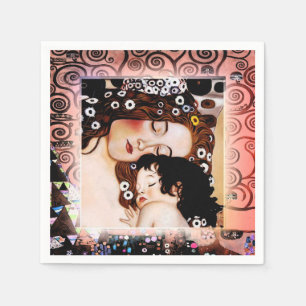 Serviettes Jetables Mère et enfant par Gustav Klimt Collage
