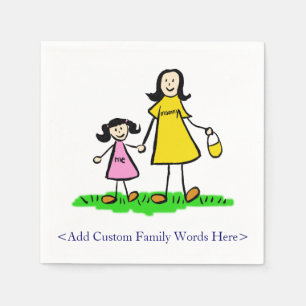 Serviettes Jetables Mère et fille Family Custom Art Napkins