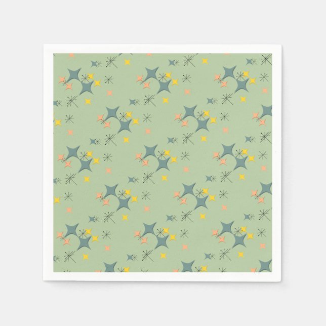 Serviettes Jetables Mid Century Modern Eames atomique Starburts person (Devant)