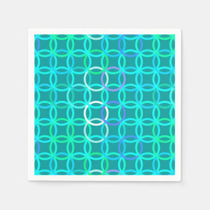 Serviettes Jetables Midcentury Modern Circles, turquoise et aqua