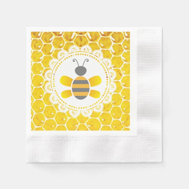 Serviettes Jetables Miel Bee Bumblebebe Baby shower à thème serviettes (Devant)