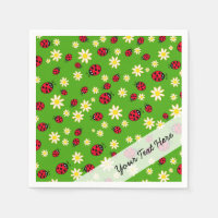 mignonne coccinelle et marguerite vert motif