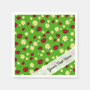 Serviettes Jetables mignonne coccinelle et marguerite vert motif