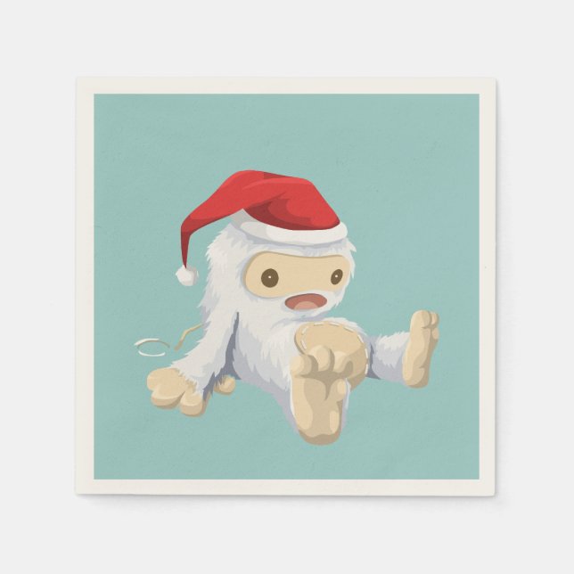 Serviettes Jetables Mignonne poupée de jouets Yeti de Noël (Devant)