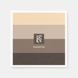 Serviettes Jetables Mocha Latte Color palette Stripes monogram