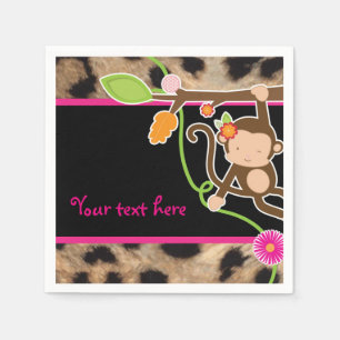 Serviettes Jetables Mod Singe Girls Chic Jungle Party Napkins