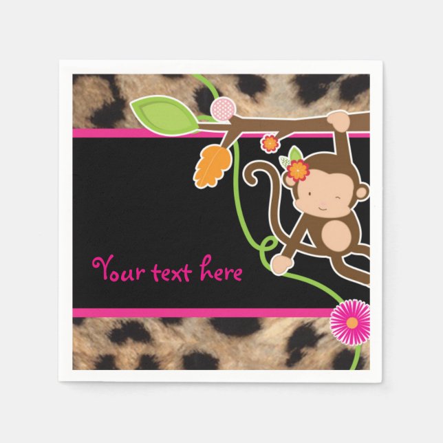 Serviettes Jetables Mod Singe Girls Chic Jungle Party Napkins (Devant)