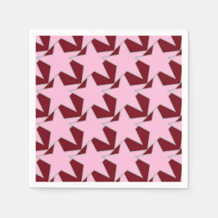 Serviettes Jetables Moderne Star Géométrique - rose et bordeaux