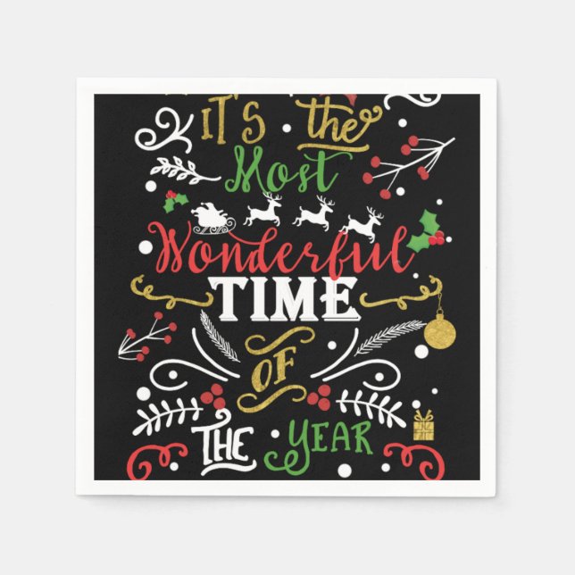 Serviettes Jetables Moment le plus merveilleux de l'année de Noël (Devant)