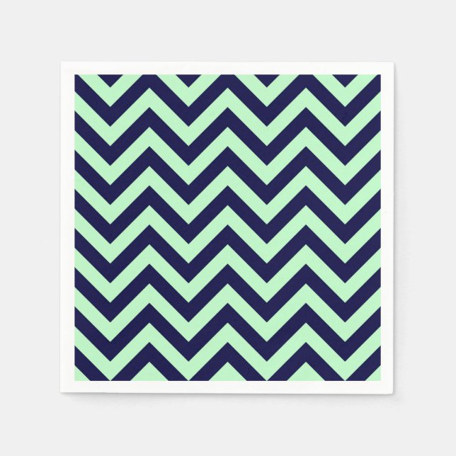 Serviettes Jetables Monnaie, bleu marine Grand Chevron ZigZag Motif (Devant)
