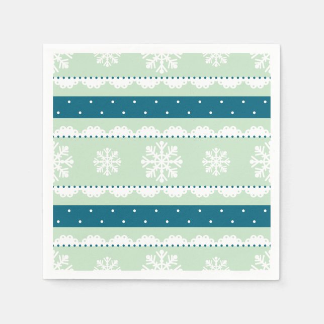Serviettes Jetables Monnaie de Noël et Snowflakes Turquoises Motif (Devant)