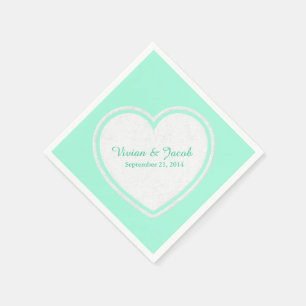 Serviettes Jetables Monnaie tendance Vert et Blanc Personnalisé Mariag
