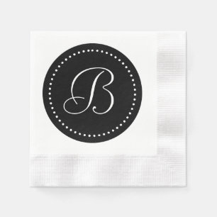 Serviettes Jetables Monogramme à points noir/blanc