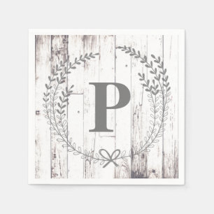 Serviettes Jetables Monogramme de mariage Rustique Maison de ferme en