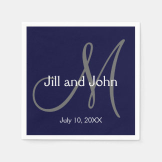 Serviettes Jetables Monogramme Mariée Groom Date Mariage Papier servie
