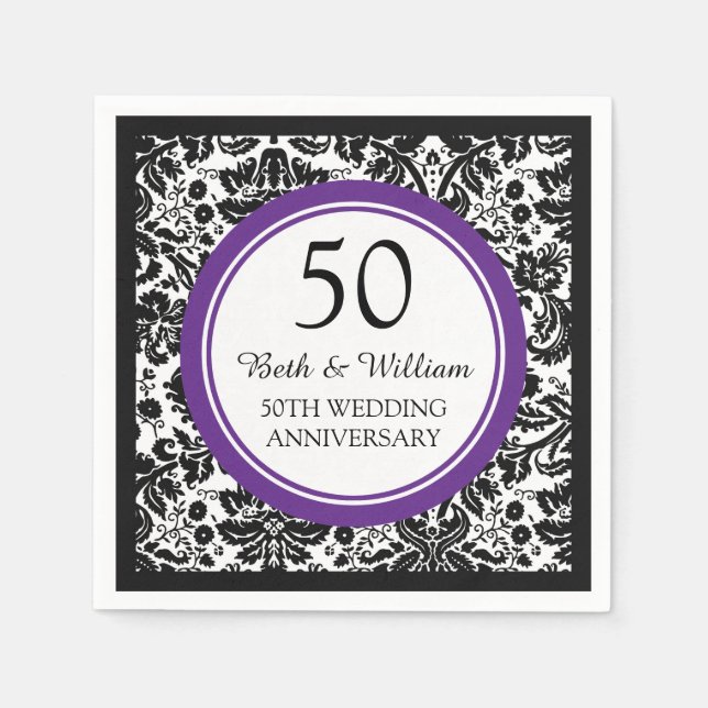 Serviettes Jetables Monogramme personnalisé 50e anniversaire Napkin vi (Devant)