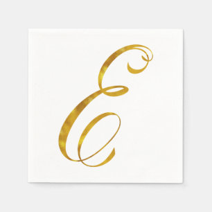 Serviettes Jetables Monogramme personnalisé E Faux Gold Foil Monogramm