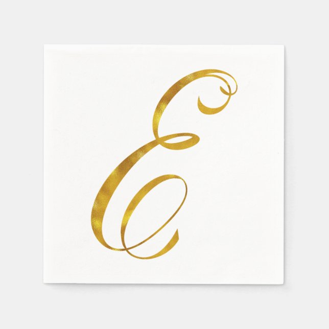 Serviettes Jetables Monogramme personnalisé E Faux Gold Foil Monogramm (Devant)