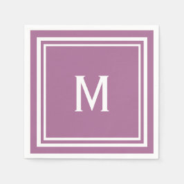 Serviettes Jetables Monogramme Personnalisé Mauve Design Moderne