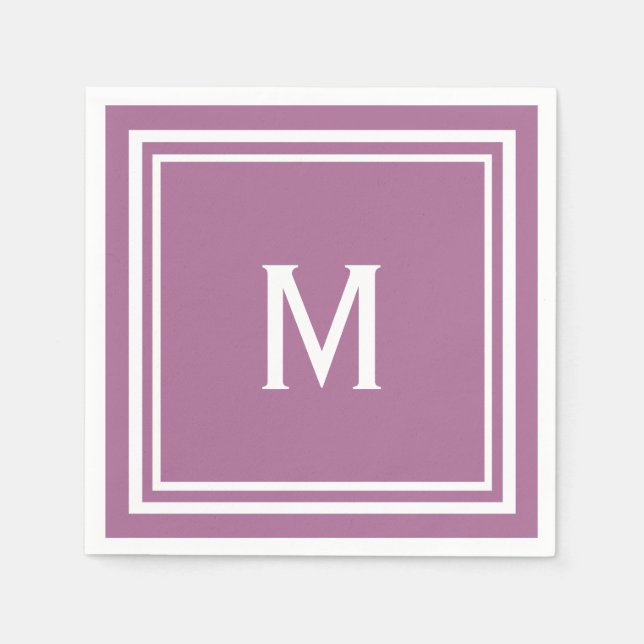 Serviettes Jetables Monogramme Personnalisé Mauve Design Moderne (Devant)