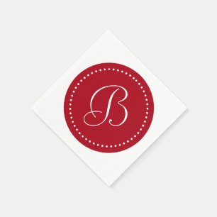 Serviettes Jetables Monogramme point blanc/rouge foncé