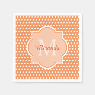 Serviettes Jetables Monogramme Pois Sassy Orange Avec Nom