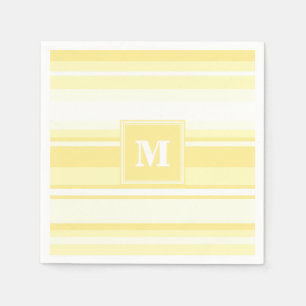 Serviettes Jetables Monogramme rayures jaunes citron