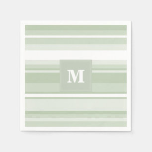 Serviettes Jetables Monogramme rayures vert pâle