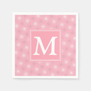 Serviettes Jetables Monogramme rose cercles motif