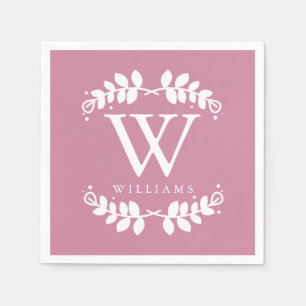 Serviettes Jetables Monogramme rose Rose antique