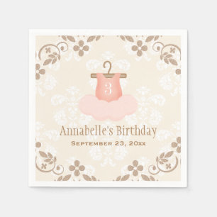 Serviettes Jetables Monogramme Tutu Ballet Thématique Anniversaire