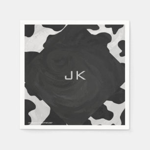 Serviettes Jetables Monogramme vache noir et blanc