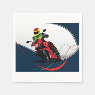 Serviettes Jetables Monte d'une moto rouge