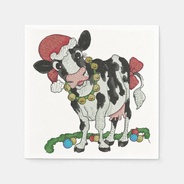 Serviettes Jetables Mooey Noël ! Serviettes de Noël à thème vaches (Devant)